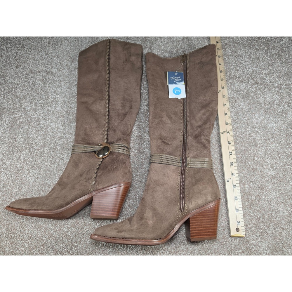 Universal Thread Womens Brown Suede Tall Block Heel Boots Size 7.5 Memory Foam